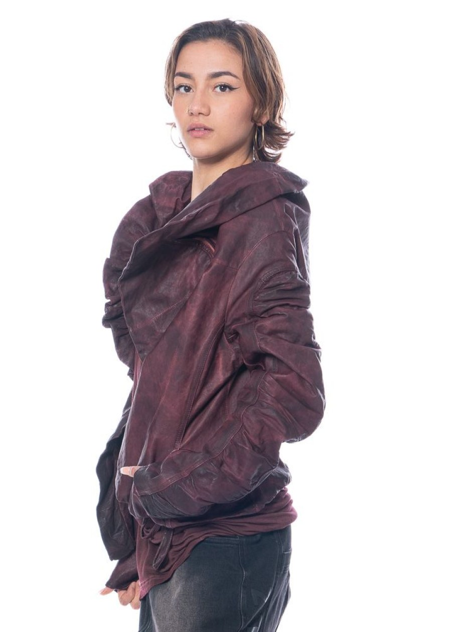 RUNDHOLZ Rundholz, Edel Taillierte Lederjacke Mit Feminin Drapierten Akzenten 2231481106 Online