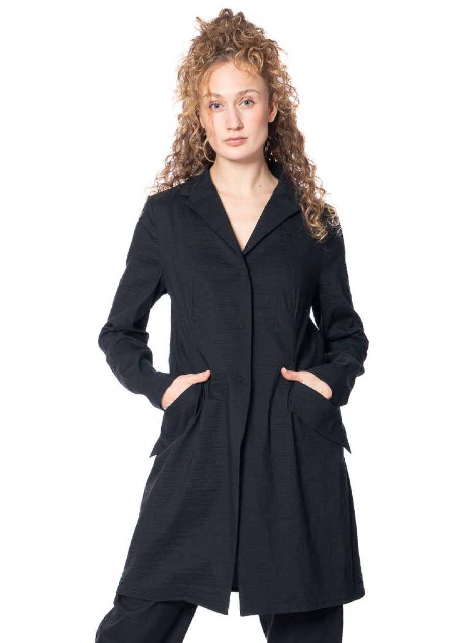 ANNETTE GÖRTZ Annette Gortz, Leichter Long-Blazer Alam Aus Strukturierter Leinenmischung Black New