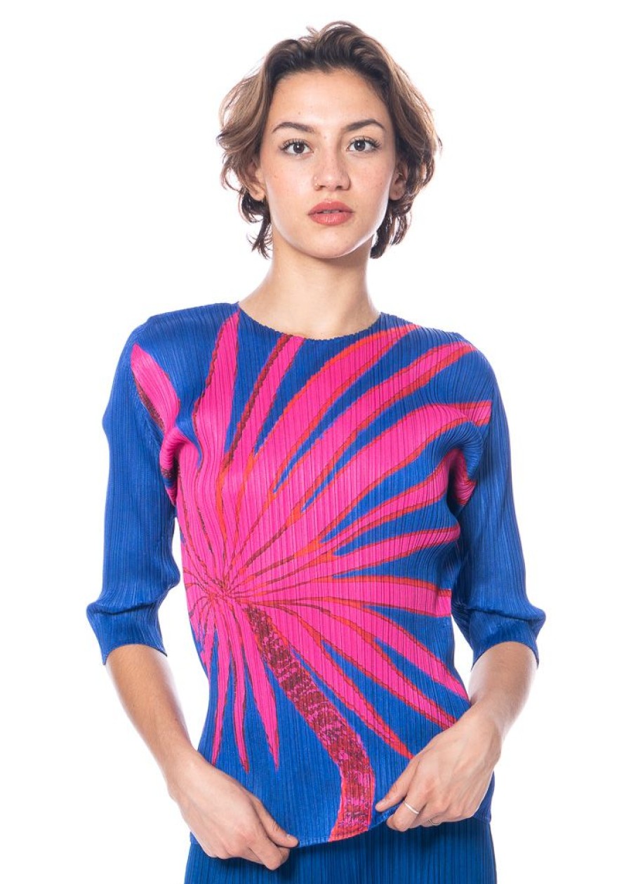 PLEATS PLEASE ISSEY MIYAKE Pleats Please Issey Miyake, Shirt Mit Halblangem Arm Ice Desert Wholesale