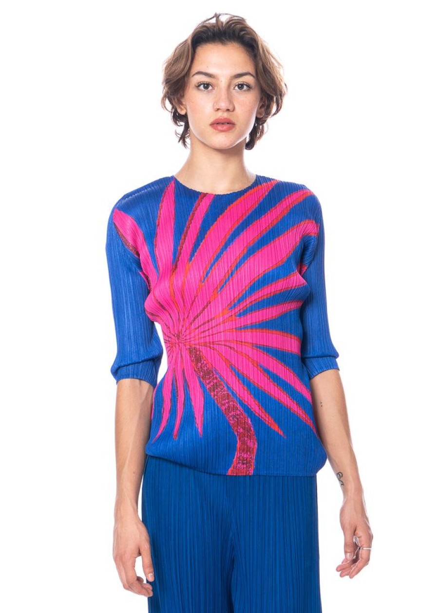 PLEATS PLEASE ISSEY MIYAKE Pleats Please Issey Miyake, Shirt Mit Halblangem Arm Ice Desert Wholesale