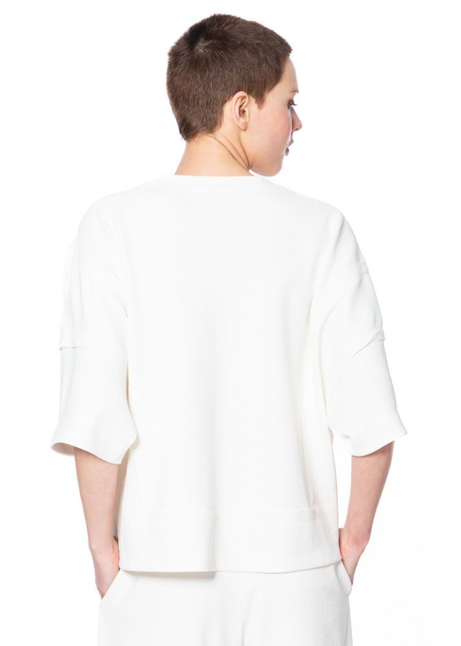 ULI SCHNEIDER Uli Schneider, Leinen-Stretch-Pullover Mit Halblangen Armeln Off White Online