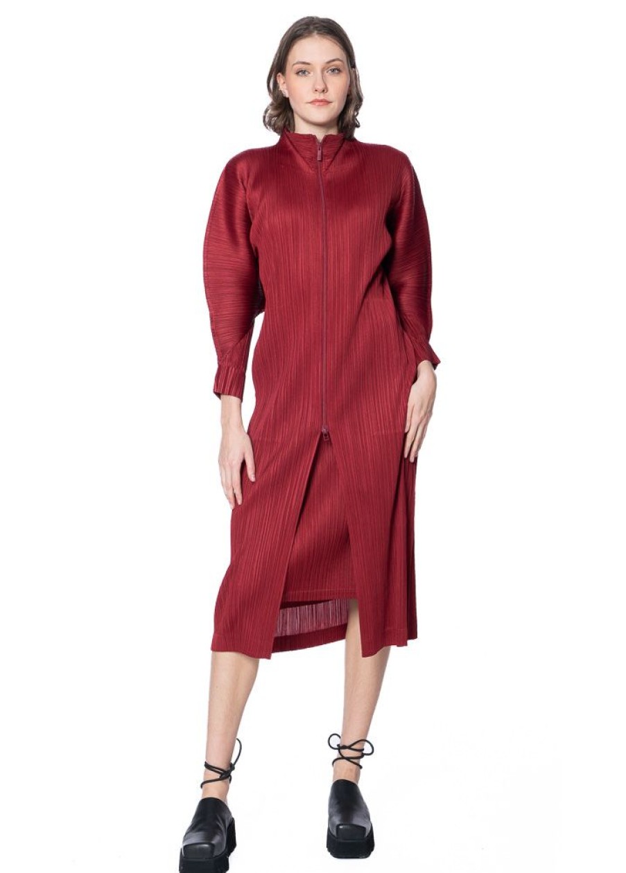 PLEATS PLEASE ISSEY MIYAKE Pleats Please Issey Miyake, Eleganter Mantel Mit Reisverschluss November Wholesale