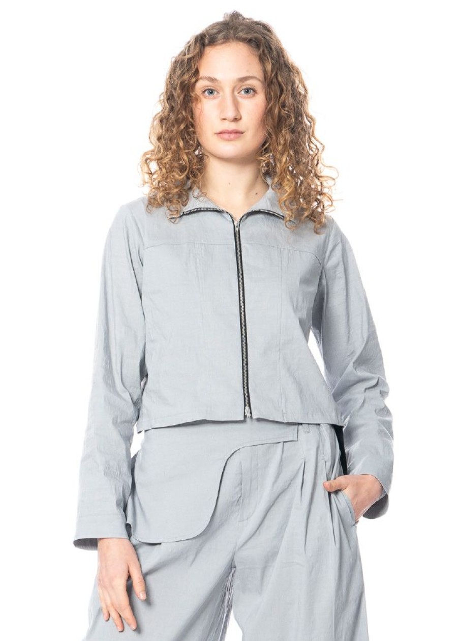 YUKAI Yukai, Kurze Sommerjacke Mit Reisverschluss Stein Best