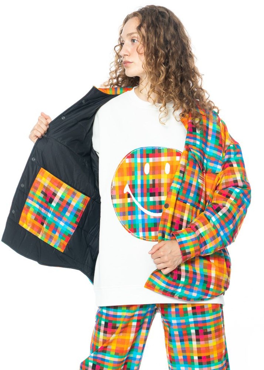 JOSHUAS Joshuas, Bunt Karierte Flanelljacke Mit Taschen Und Smiley Clearance