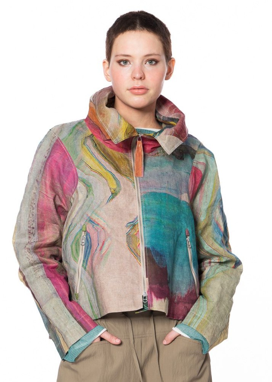 ANNETTE GÖRTZ Annette Gortz, Bunte Leinenjacke Far1 Mit Aquarelldruck Wholesale