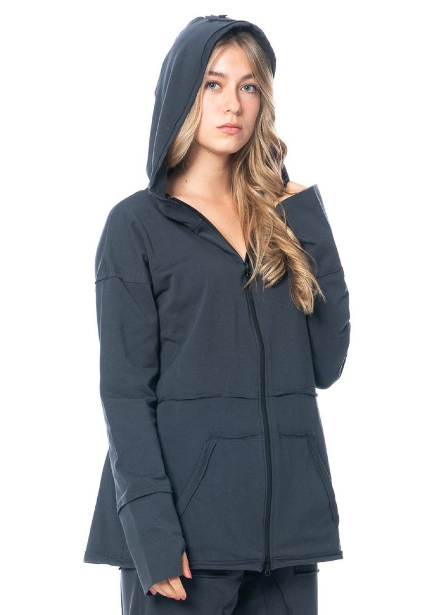 PLUSLAVIE Pluslavie Plu, Hoodie Mit Reisverschluss Und Gefalteter Ruckseite Pleated Hoodie Best