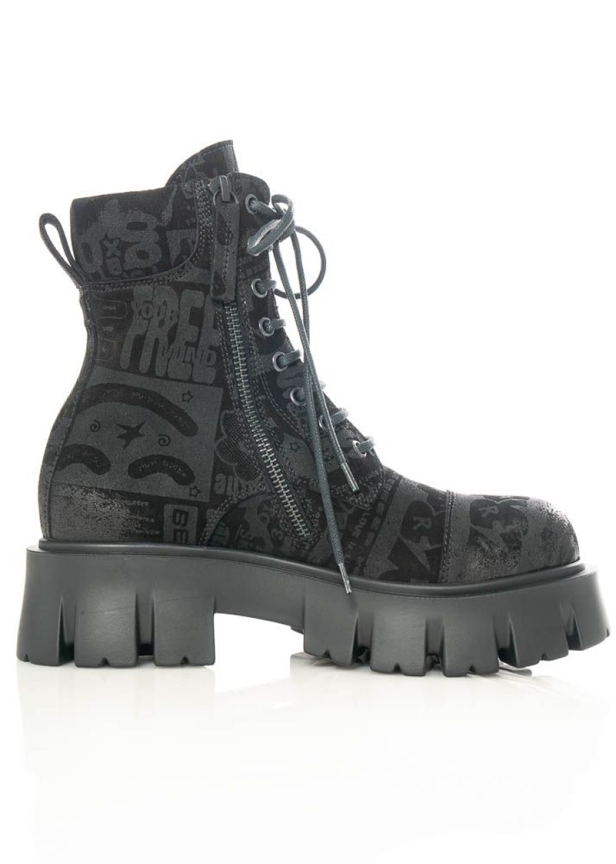 RUNDHOLZ BLACK LABEL Rundholz Black Label, Hohe Lederboots Mit Allover-Print 2223985202 New