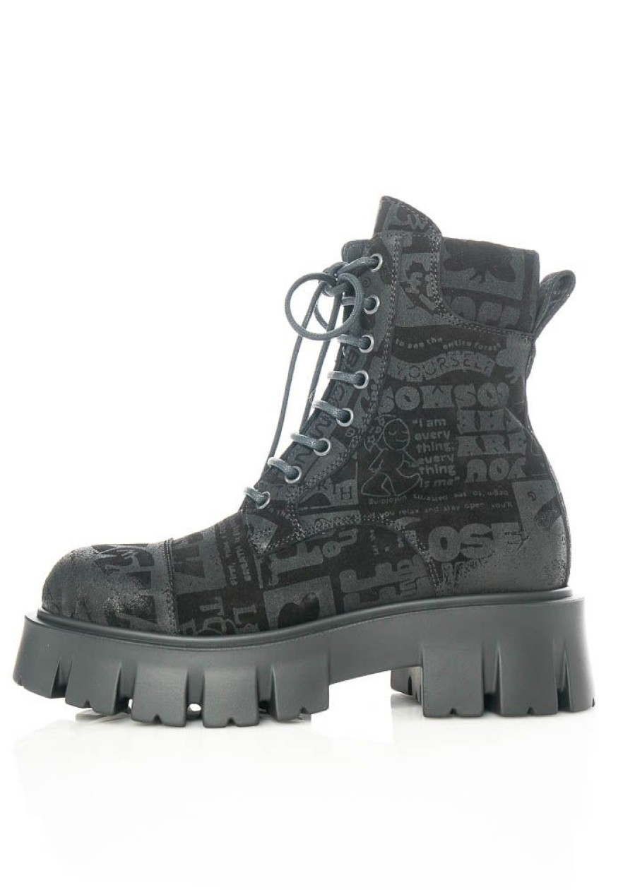 RUNDHOLZ BLACK LABEL Rundholz Black Label, Hohe Lederboots Mit Allover-Print 2223985202 New