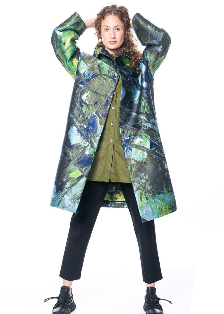 KATHARINA HOVMAN Katharina Hovman, Mantel Mit Kunstvollem Print Art Coat 236019 Clearance